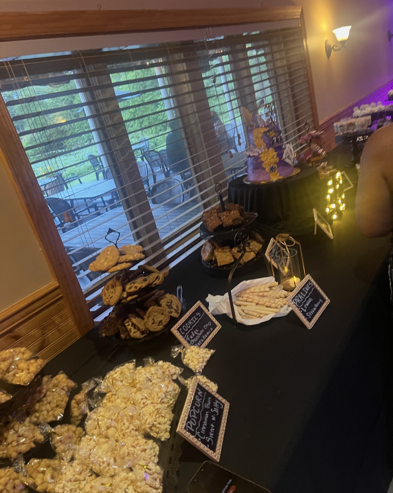 Luxury dessert and popcorn bar with signature signage